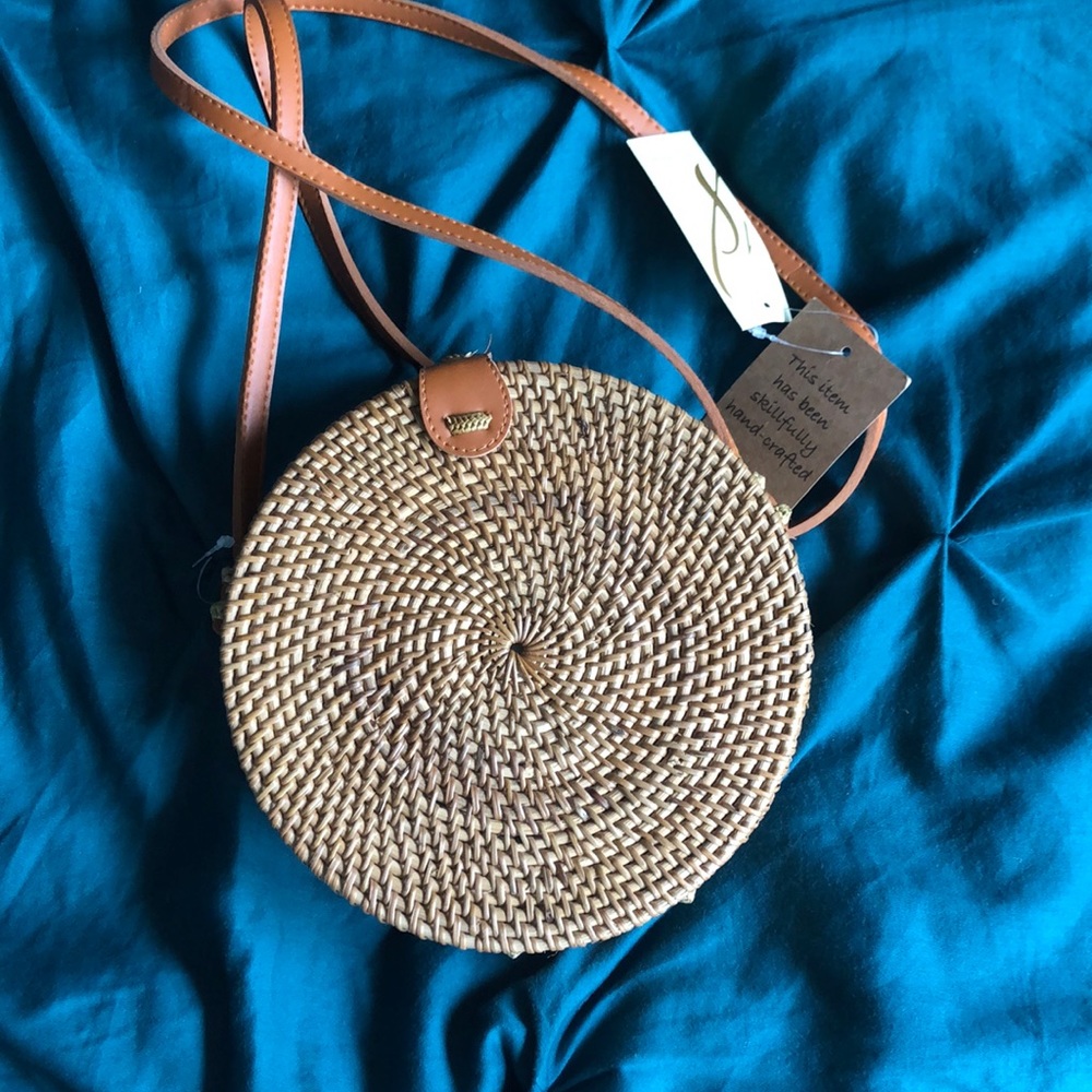 Rattan circle bag. Beautifully hand crafted.